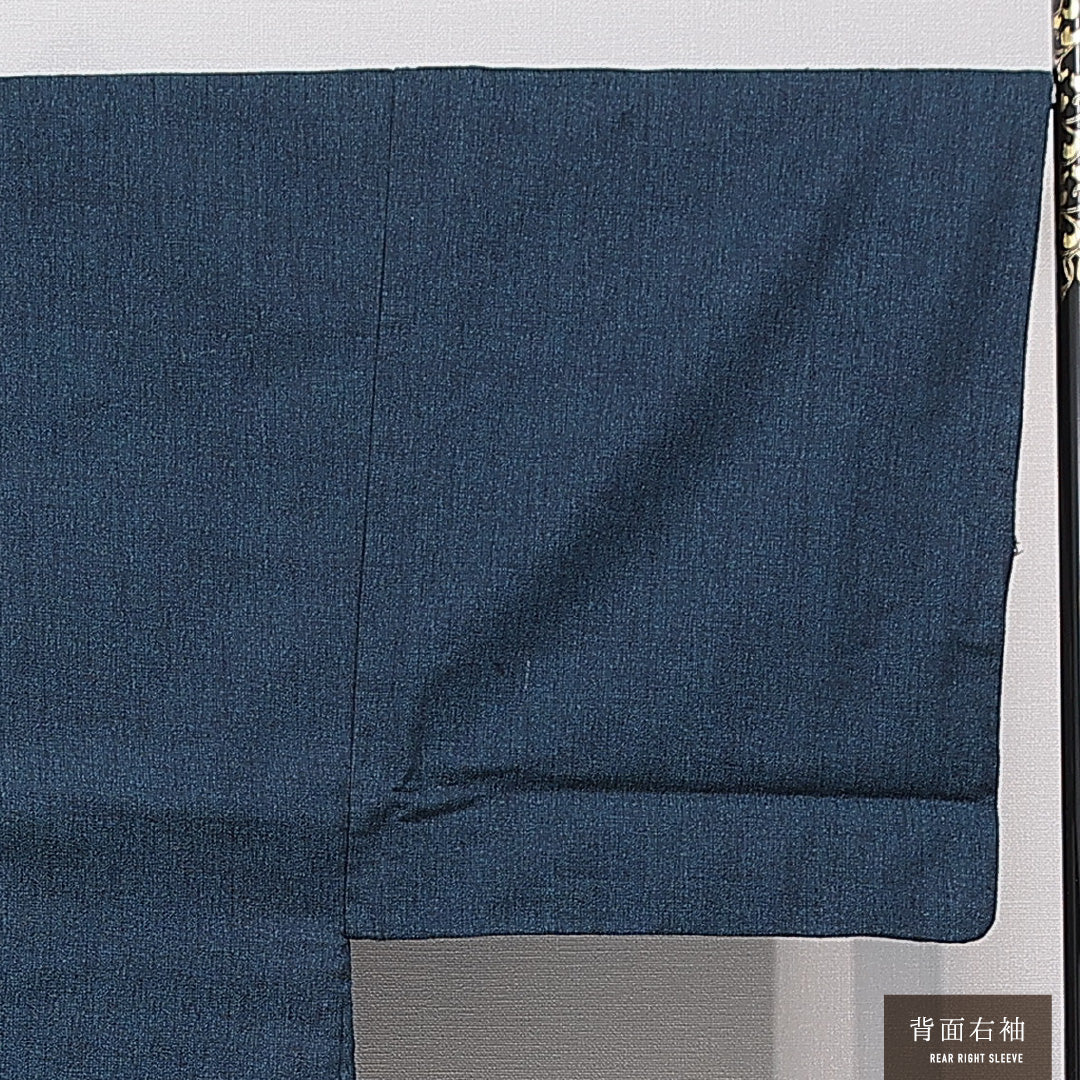 洗える着物 ウールの羽織 男性用 袷 身丈82cm 裄丈68cm ウール Cランク カジュアル Mサイズ 無地 紺系 LP 1235-15770