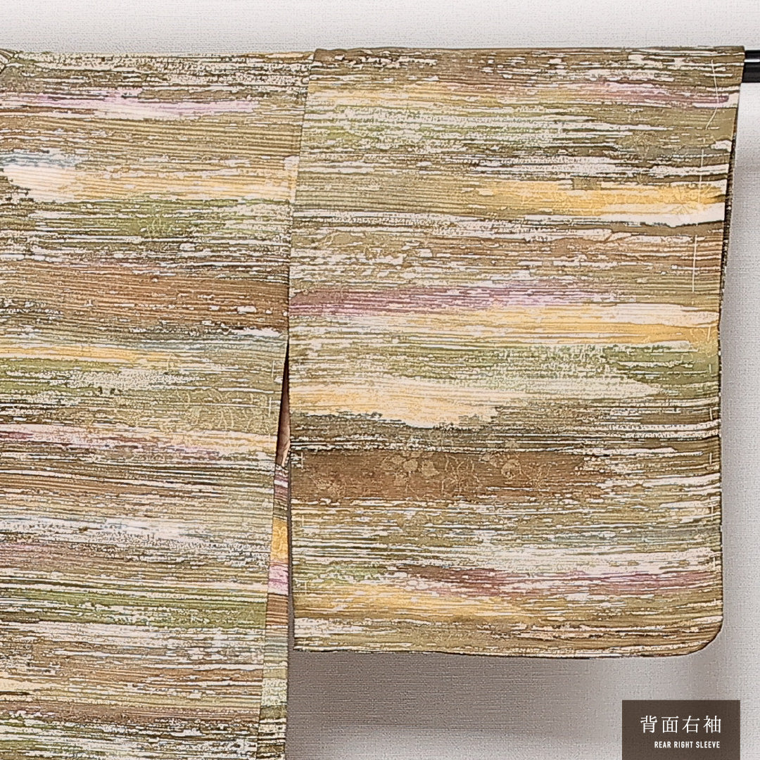 道行コート 袷 身丈70cm 裄丈66cm 正絹 Dランク インフォーマル Mサイズ 創作柄 緑系 LP 1237-13720