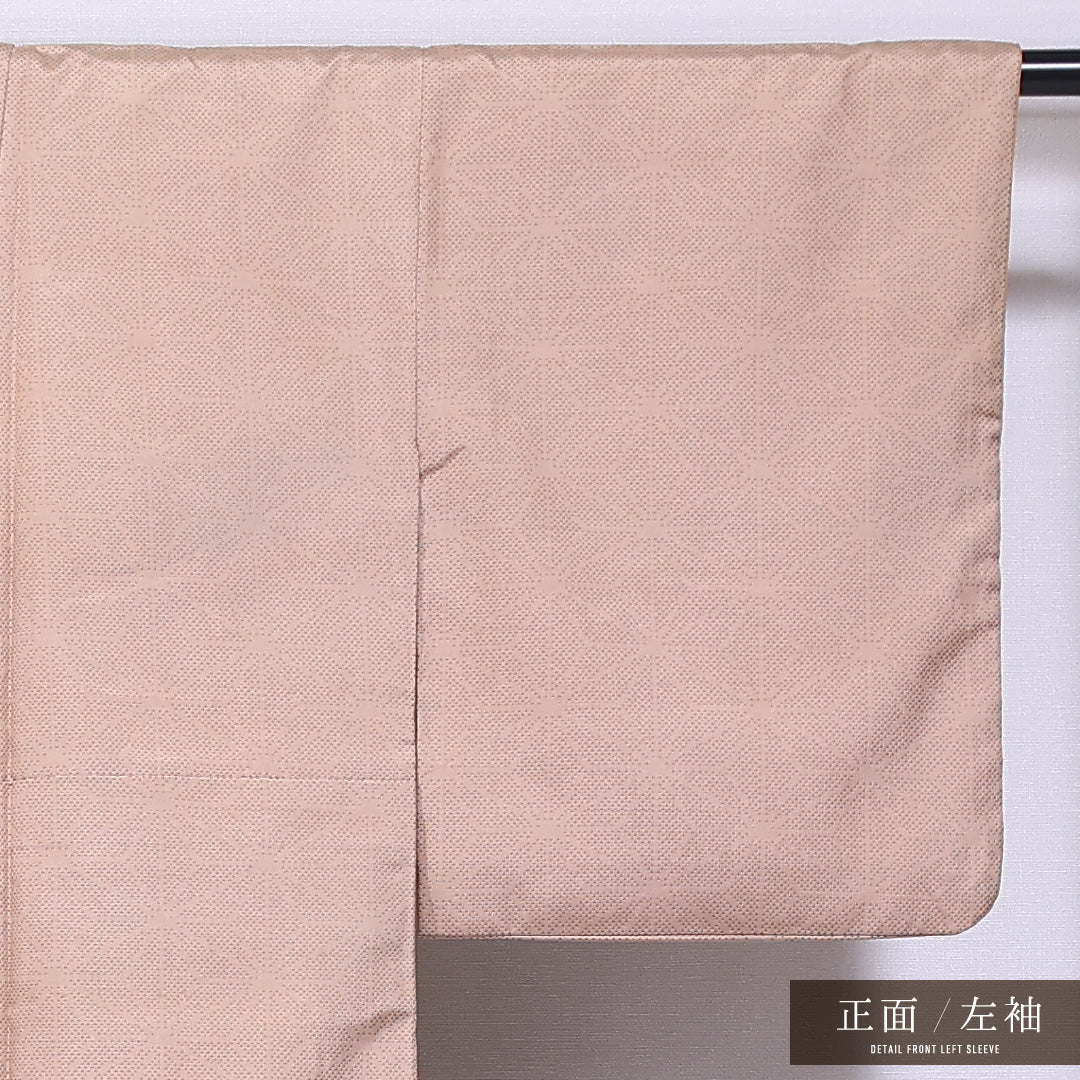 小紋 袷 身丈165cm 裄丈66cm 正絹 Aランク インフォーマル バチ衿 XLサイズ 御所解 茶系 RP 1221-11625
