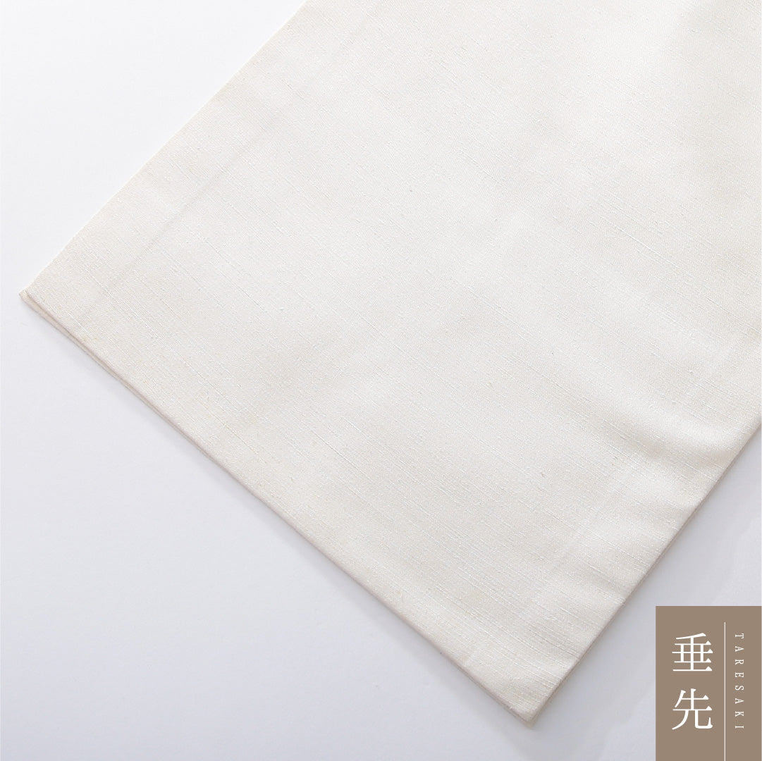 九寸名古屋帯（紬） 帯丈362cm カジュアル 開き仕立て ポイント柄 Bランク 正絹 風景柄 クリーム系 白系 1224-03934