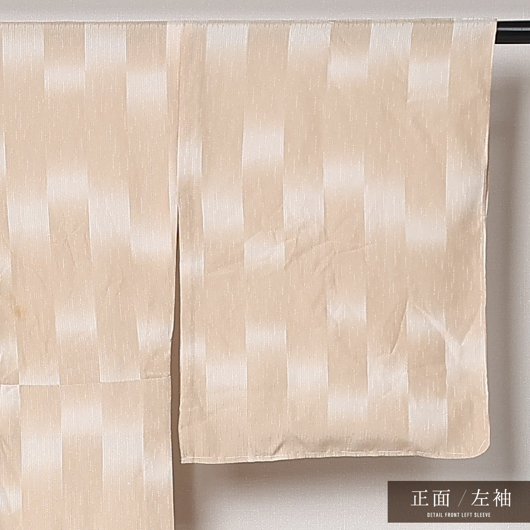 夏物 小紋 夏物 身丈166cm 裄丈68cm 正絹 Aランク インフォーマル 広衿 XLサイズ 市松 ベージュ系 M4 1221-12625