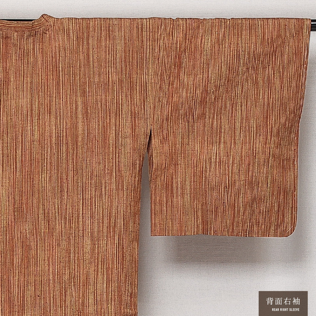 未使用品 道行コート 袷 身丈129cm 裄丈66cm 正絹 Nランク セミフォーマル Mサイズ 紐あり ポケットあり しつけ糸 茶系 RP 1237-13844