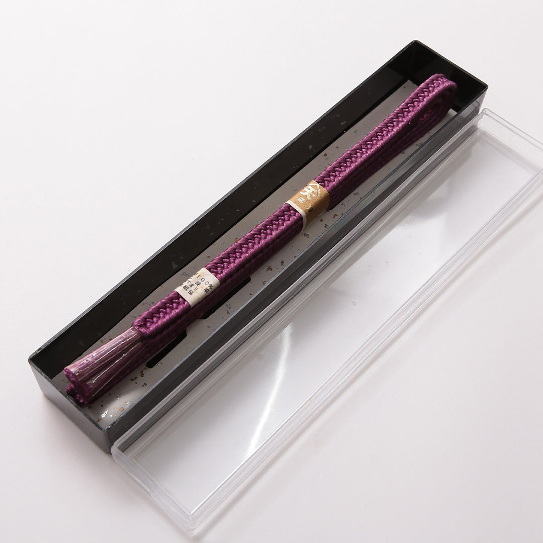未使用品 帯締め 平組紐 正絹 共箱 紫系 1251-01458