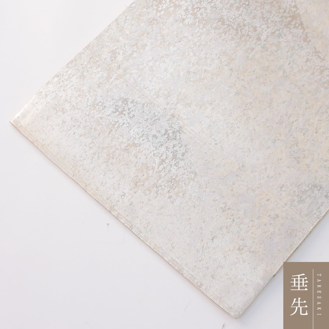 袋帯 帯丈432cm セミフォーマル 六通 Sランク 正絹 引箔 創作柄 白系 銀系 1223-02305