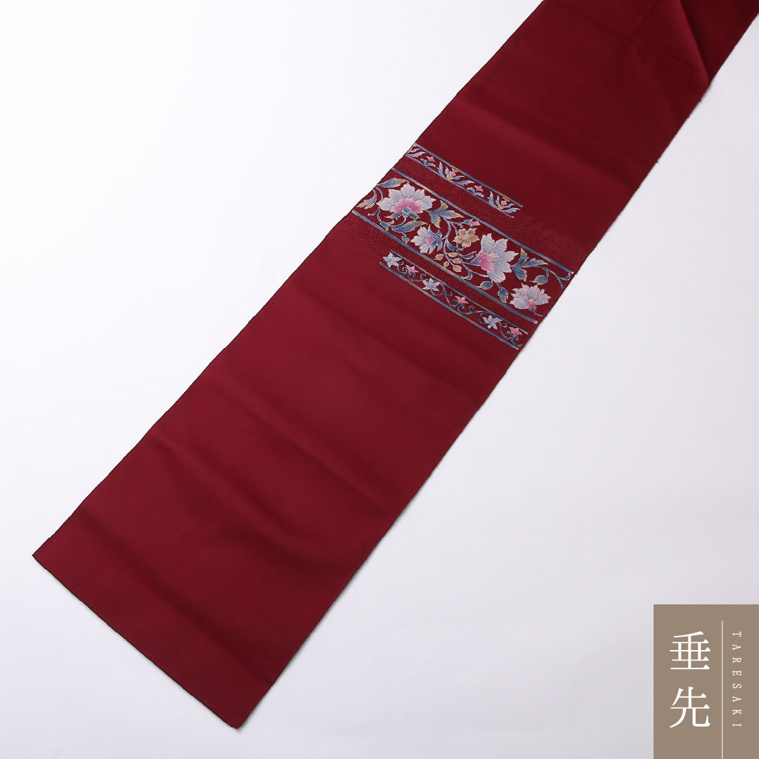 八寸名古屋帯 Aランク 帯丈349cm 正絹 ポイント柄 松葉仕立て 織り カジュアル 唐華 赤系 LP 1245-02714