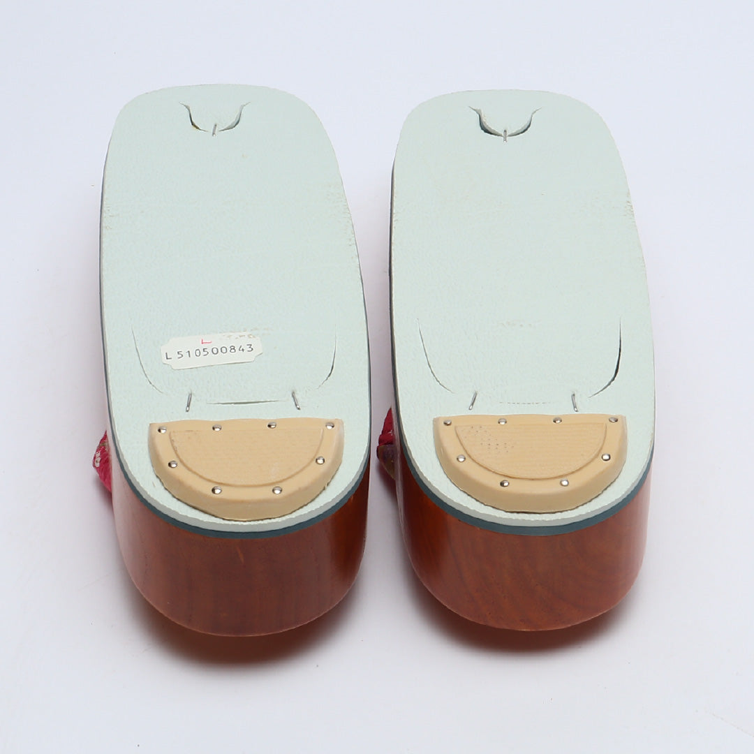 未使用品 夏物 下駄 カジュアル 木製 Sランク 和装小物 茶系 1244-00714