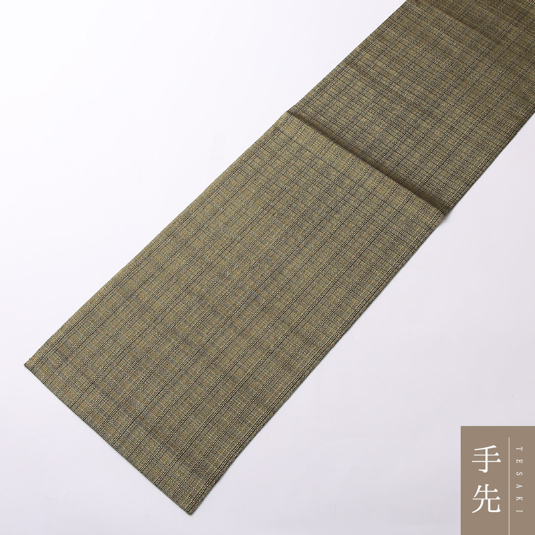 袋帯 帯丈452cm 六通 セミフォーマル Sランク ポリエステル 経錦 金箔 創作柄 モダン シンプル グレー系 1223-01522