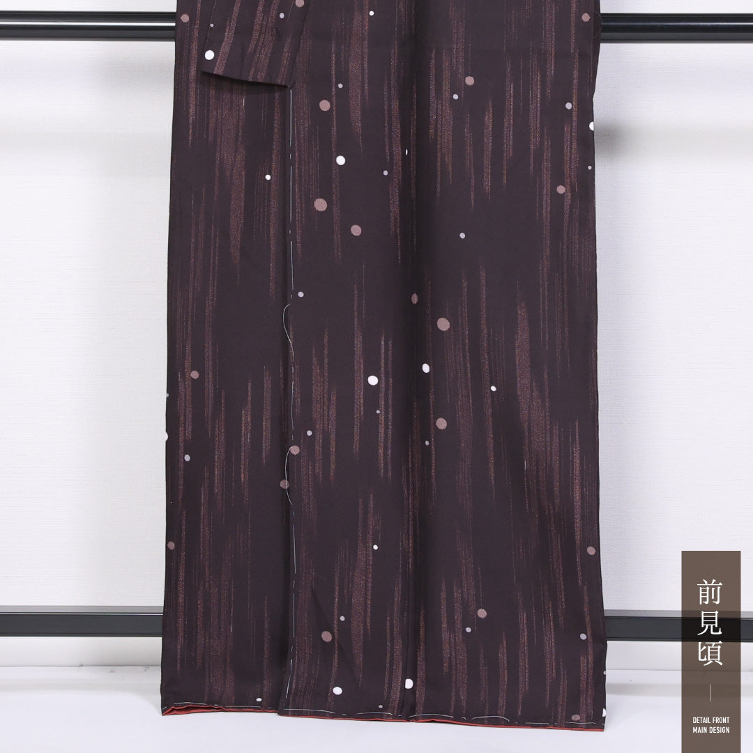洗える着物 小紋 袷 身丈165cm 裄丈65cm ポリエステル Aランク インフォーマル 広衿 XLサイズ ドット 紫系 RP 1221-11494