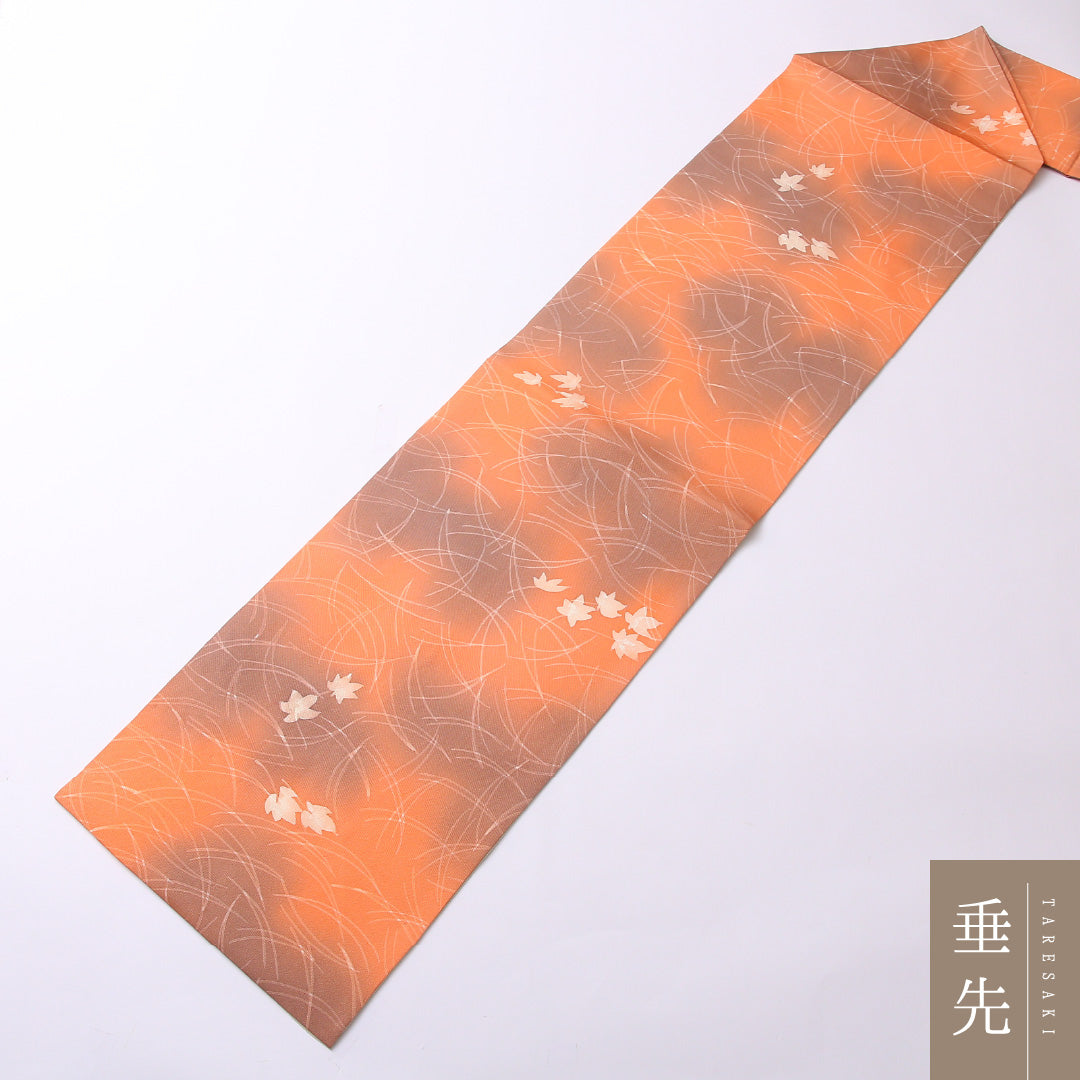 九寸名古屋帯 Aランク 帯丈338cm 正絹 全通 名古屋仕立て 染め インフォーマル 塩瀬 秋草文 ピンク系・朱系 RP 1245-02616