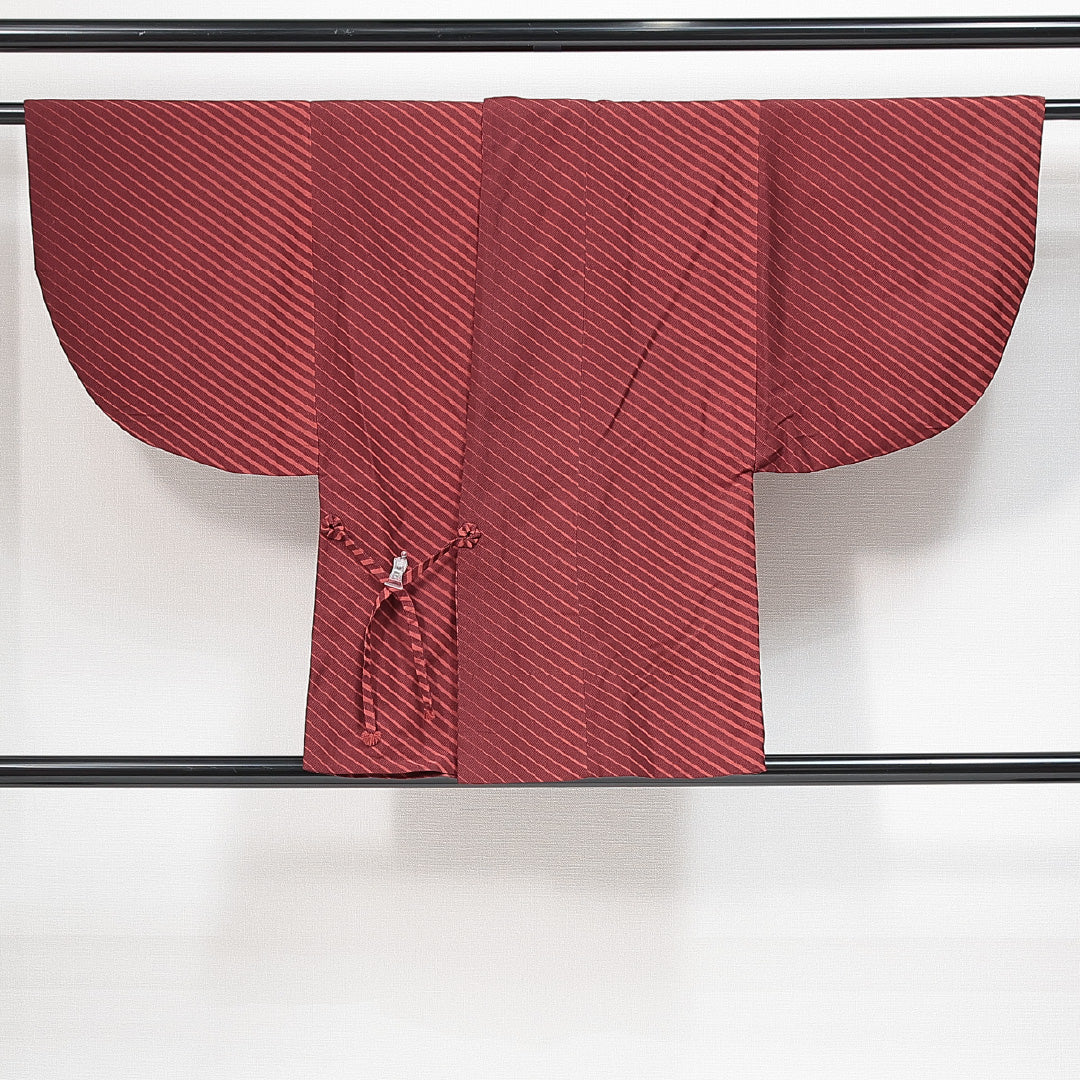 道中着 袷 身丈80cm 裄丈63cm 正絹 Sランク Sサイズ カジュアル 抽象柄 赤系 朱系 1264-14760