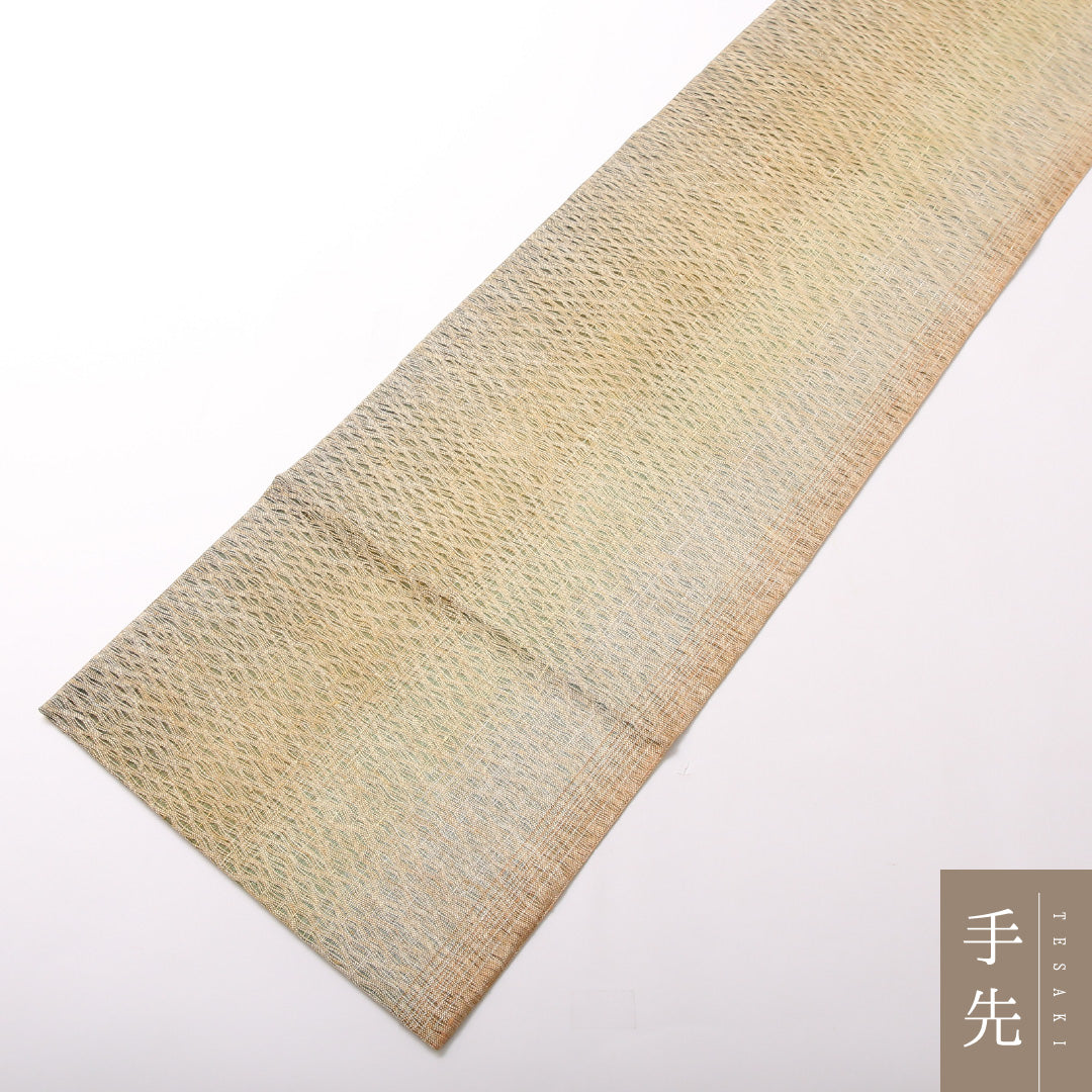 夏物 袋帯 帯丈444cm 正絹 ポイント柄 インフォーマル すくい織 創作柄 ベージュ系 1243-01703