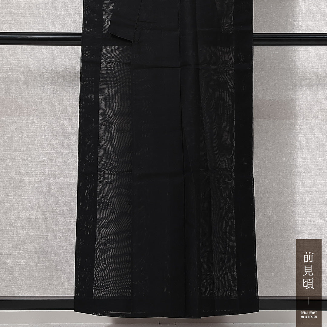 夏物 小紋 二重紗 身丈152cm 裄丈62cm 正絹 Sランク インフォーマル バチ衿 Sサイズ 創作柄 黒系 RP 1221-14938