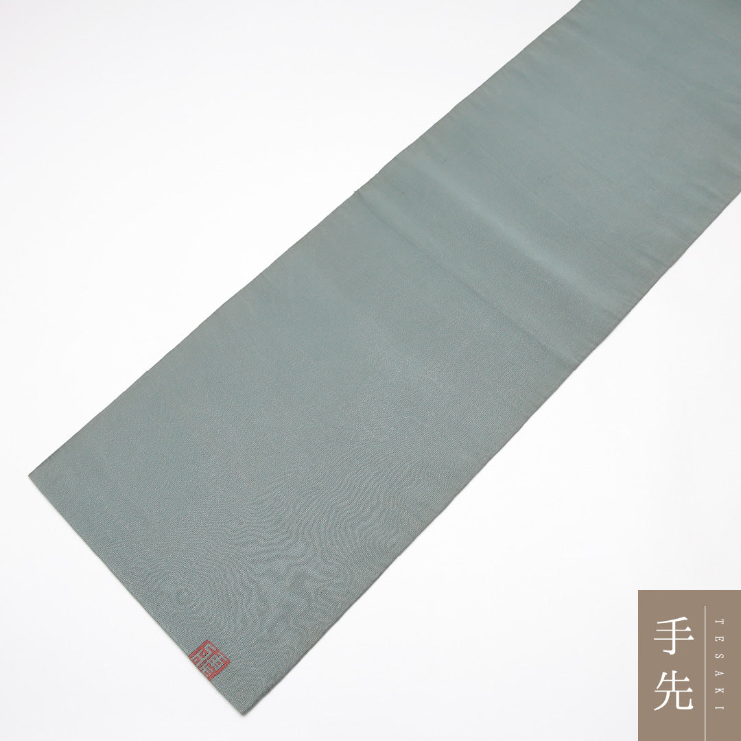 袋帯 帯丈416cm セミフォーマル ポイント柄 Cランク 正絹 綴れ織 創作 落款 緑系 1223-01272