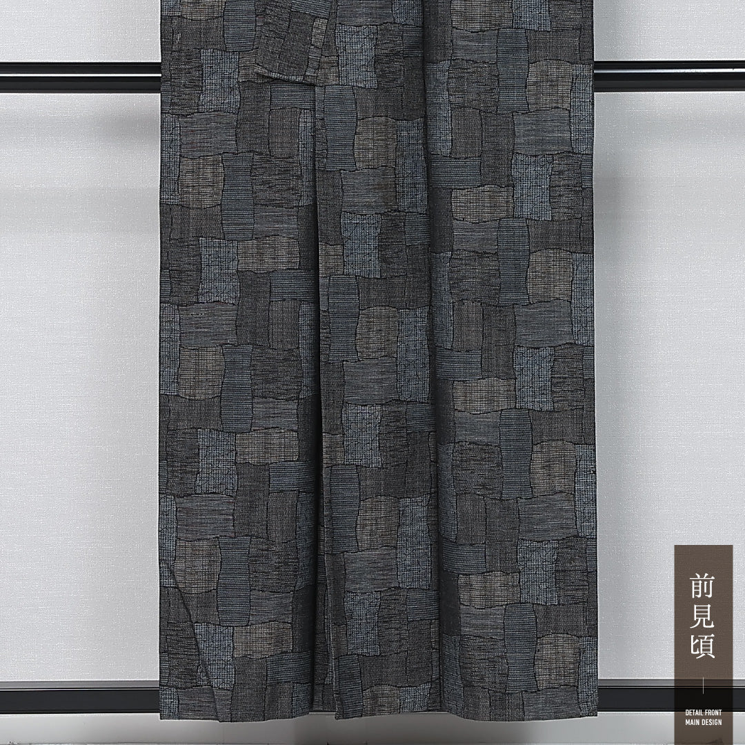 紬 単衣 身丈154cm 裄丈63cm 正絹 Cランク カジュアル バチ衿 Sサイズ 居敷当て 肩当て 創作柄 グレー系 HP 1223-11975
