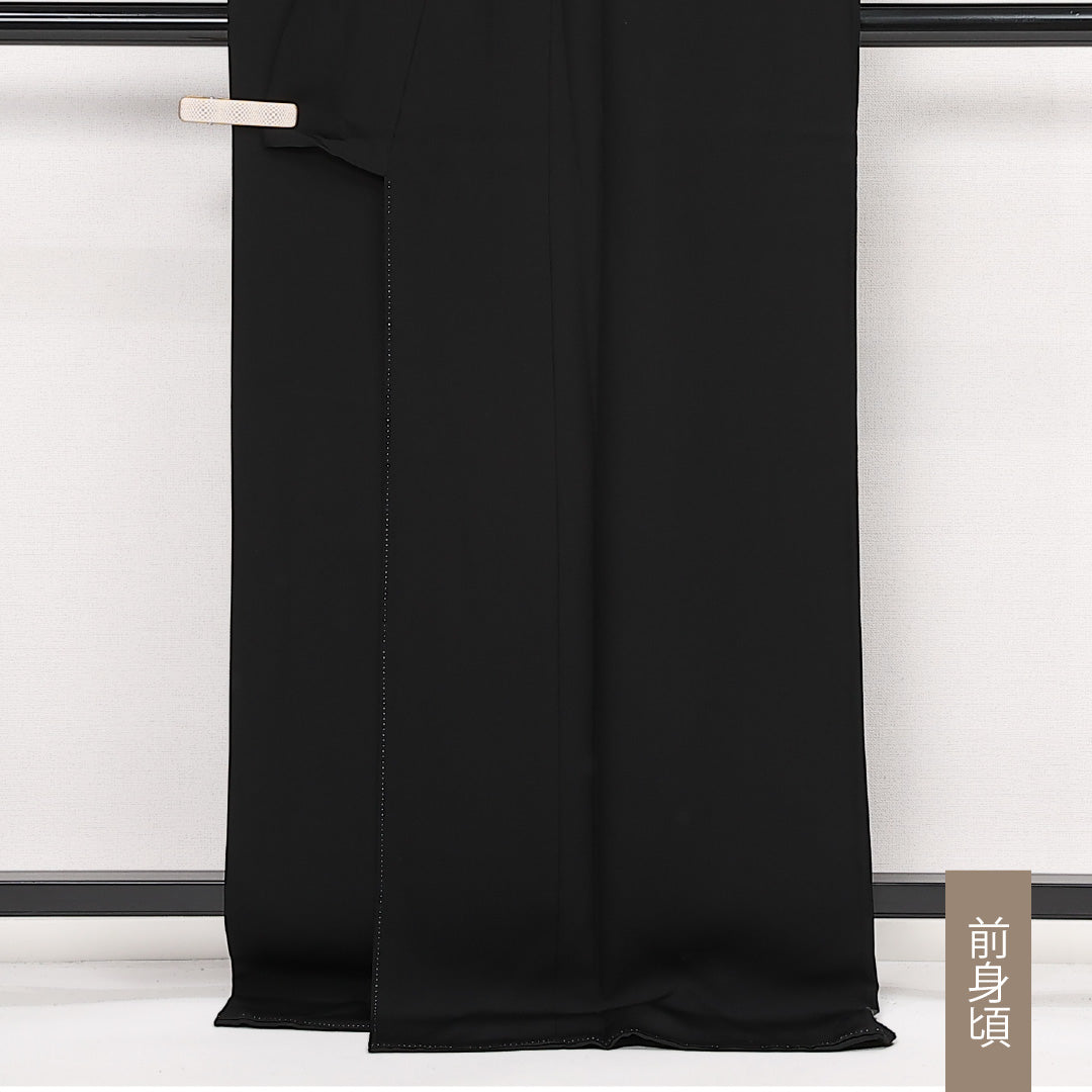 黒紋付 五つ紋 五三桐 身丈172cm 裄丈70cm Sランク 正絹 袷 広衿 2XL フォーマル 黒系 1299-F0587