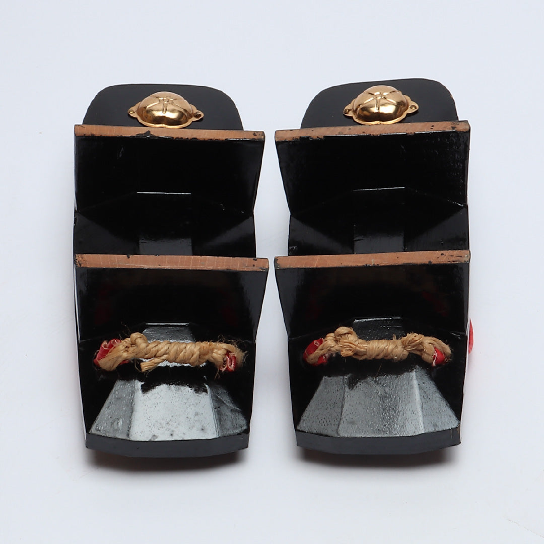 未使用品 夏物 下駄 カジュアル 木製 本革 Aランク 和装小物 黒系 1244-00710