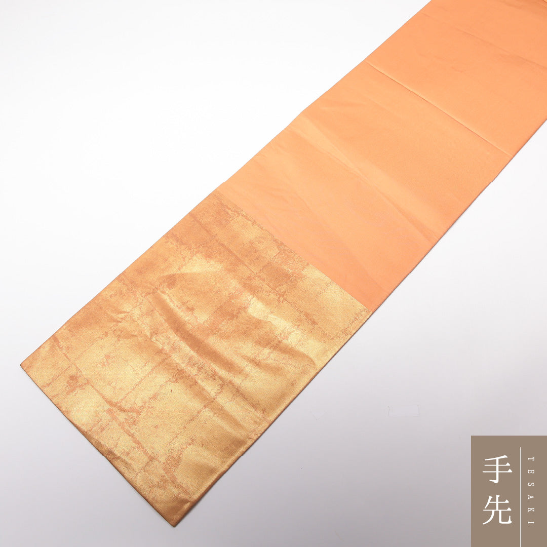 袋帯 帯丈432cm 正絹 六通 インフォーマル 抽象柄 朱系 金系 1243-01219
