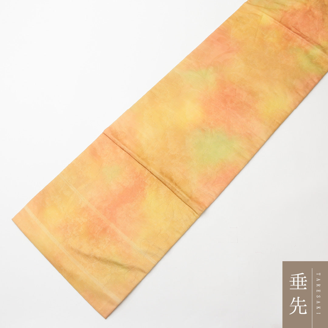 名古屋帯 六通 帯丈351cm セミフォーマル Sランク 正絹 引箔 菊 牡丹 黄系 1224-02142