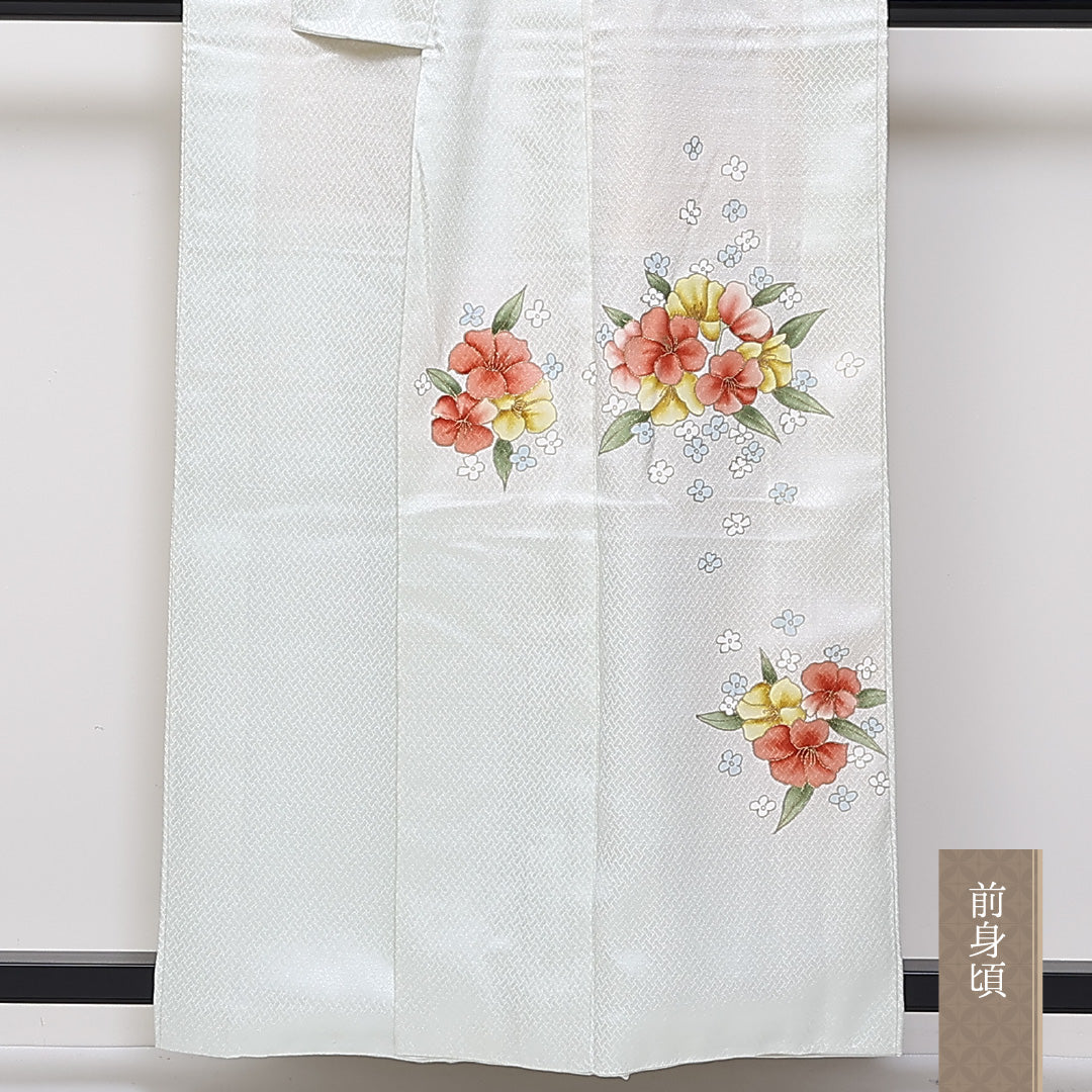 付下げ 袷 身丈158cm 裄62.5cm 正絹 牡丹 金彩 Bランク 1212-00674
