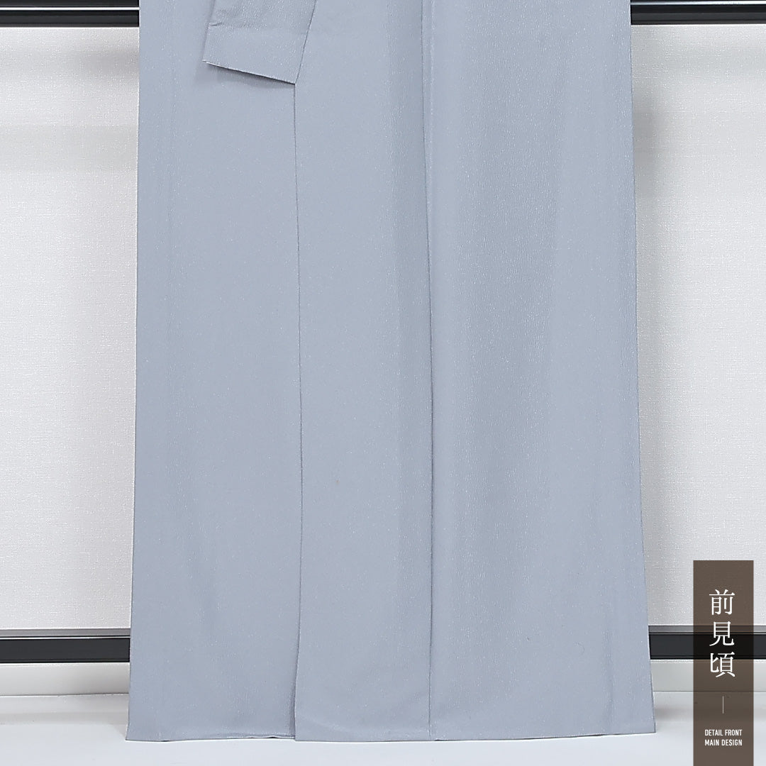 色無地 身丈162cm 裄丈65.5cm Bランク L 正絹 単衣 広衿 地紋なし 一つ紋 蔦 セミフォーマル グレー系 1214-12038