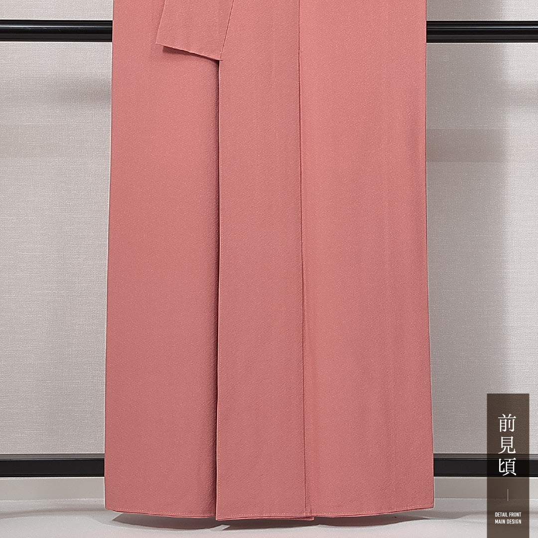 色無地 袷 身丈158cm 裄丈64cm 正絹 Sランク 一つ紋 (橘) セミフォーマル 広衿 Mサイズ ピンク系 RP 1219-14943