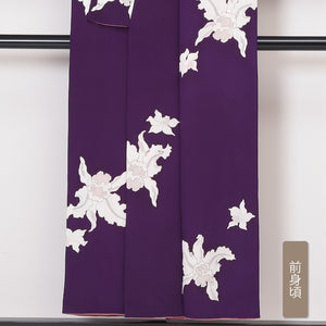 アンティーク 小紋 袷 身丈150cm 裄63cm 紫系 花柄 正絹 Aランク 1215-01872-3220