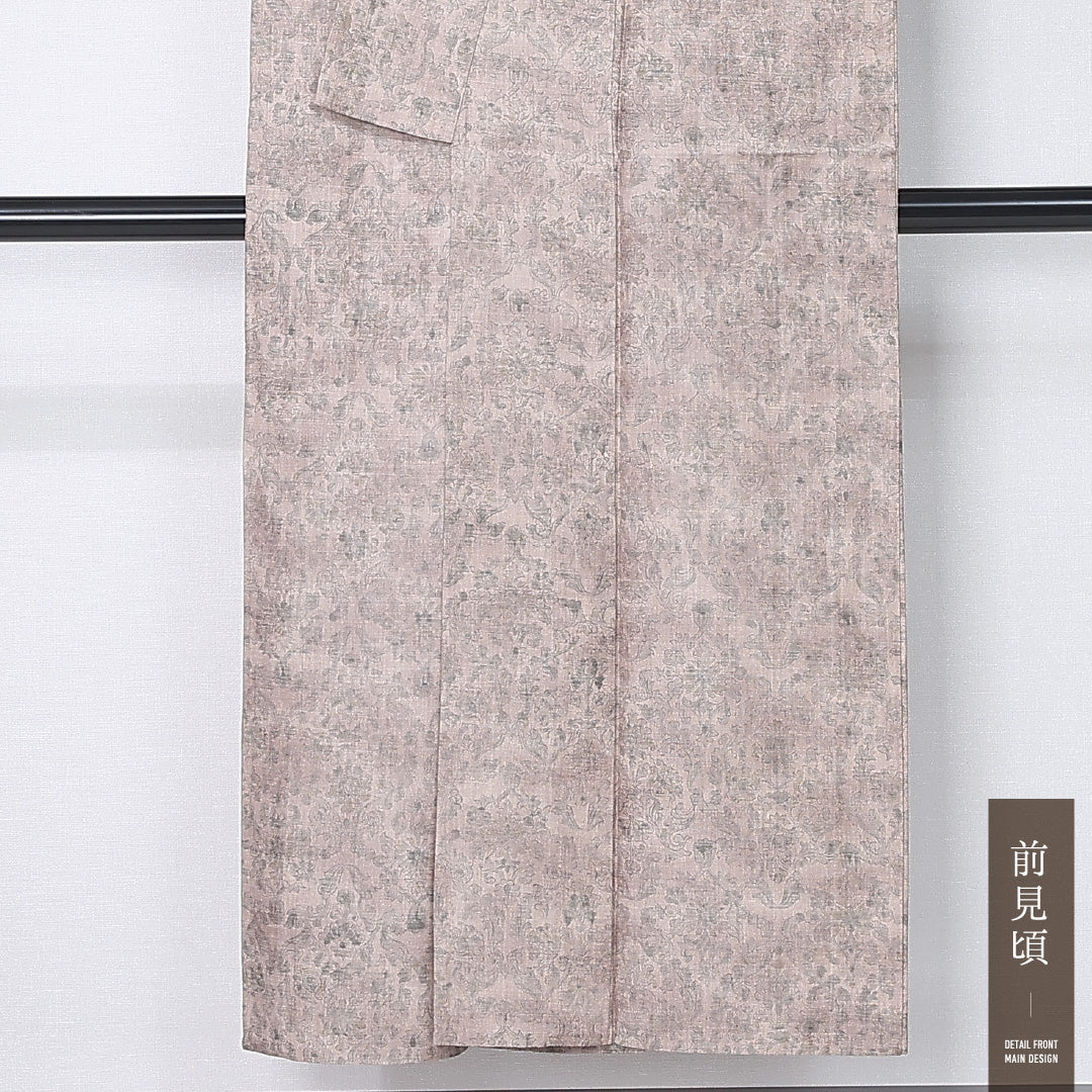 紬 単衣 身丈147cm 裄丈63cm 正絹 Sランク カジュアル 広衿 XSサイズ 唐華 染紬 茶系 RP 1223-12203