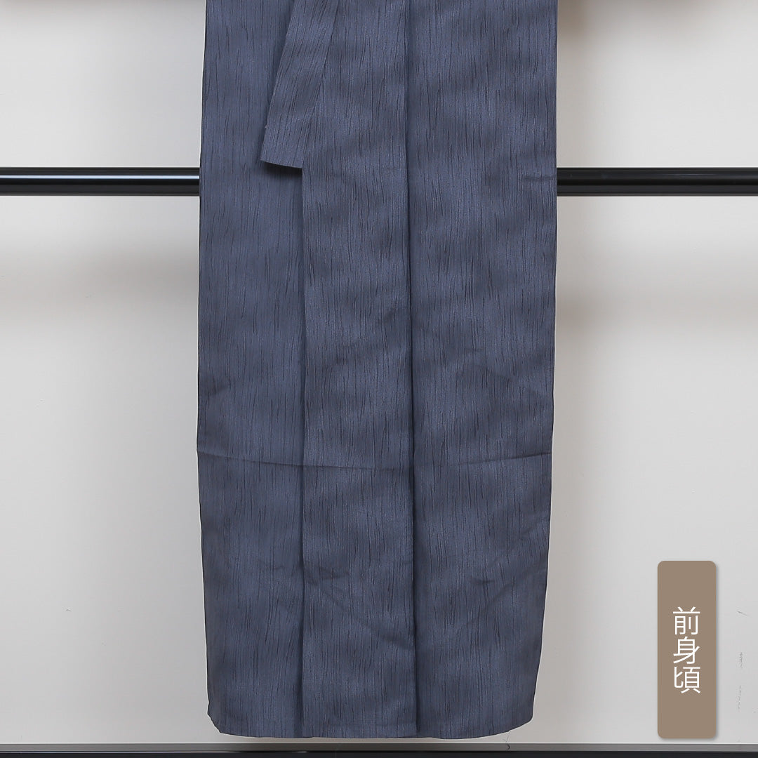 小紋 単衣 身丈147cm 裄丈61cm 正絹 Sランク インフォーマル バチ衿 XSサイズ ぼかし染 抽象柄 紺系 RP 1221-01359