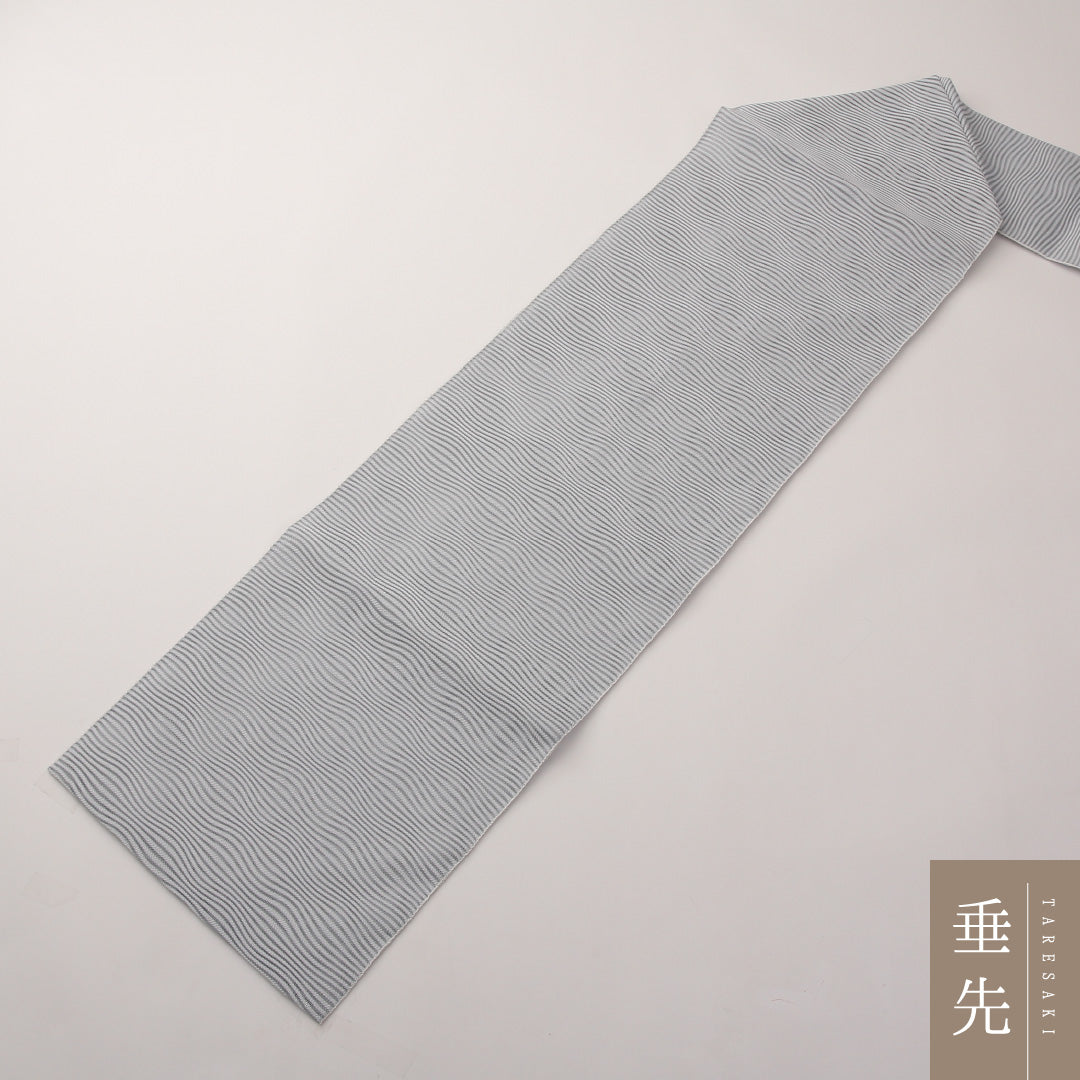 夏物 名古屋帯 全通 帯丈383cm カジュアル Aランク 正絹 絽 グレー系 1224-02294