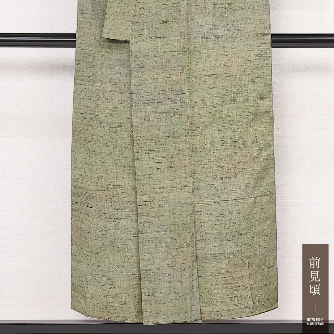 小紋 袷 身丈149cm 裄丈63cm 正絹 Aランク インフォーマル バチ衿 XSサイズ ぼかし染 緑系 RP 1221-13328
