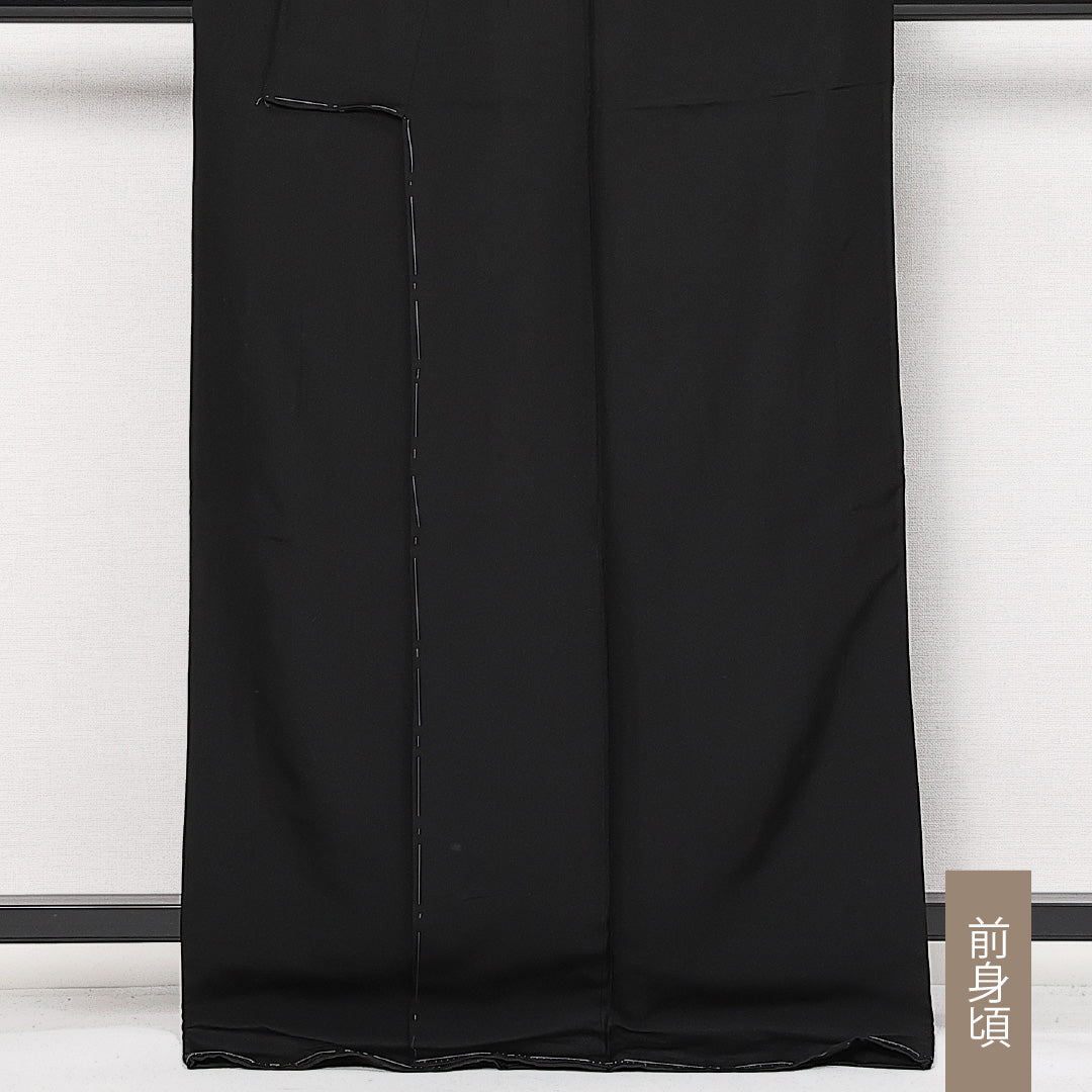 黒紋付 五つ紋 丸に立ち沢瀉 身丈164cm 裄丈67cm Sランク ポリエステル 洗える着物 袷 広衿 L フォーマル 黒系 1299-F0597