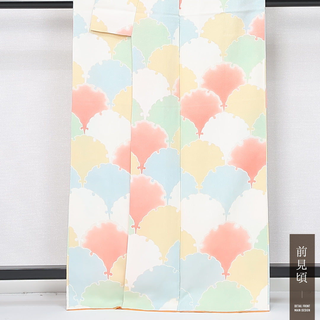 小紋 袷 身丈162cm 裄丈63cm 正絹 Bランク インフォーマル 広衿 Lサイズ 雪輪 多色系 HP 1221-11962
