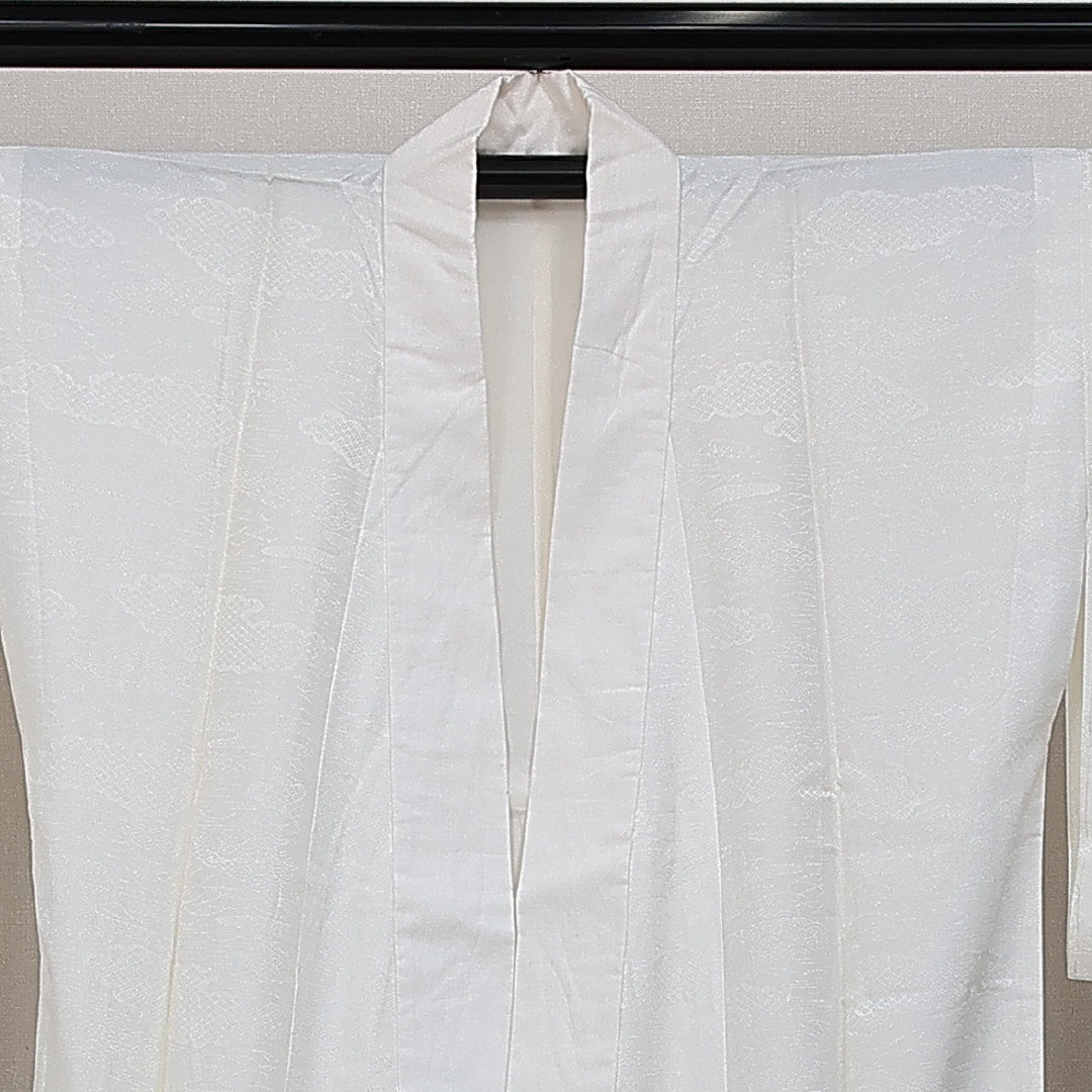 長襦袢 無双袖 身丈130cm 裄丈64cm 正絹 Sランク Lサイズ 吉祥文様 白系 RP 1239-14484