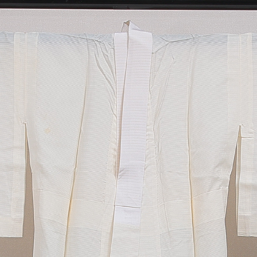 夏物 長襦袢 絽 身丈136cm 裄丈62cm 正絹 Cランク 2XLサイズ 無地 クリーム系 M4 1239-16521
