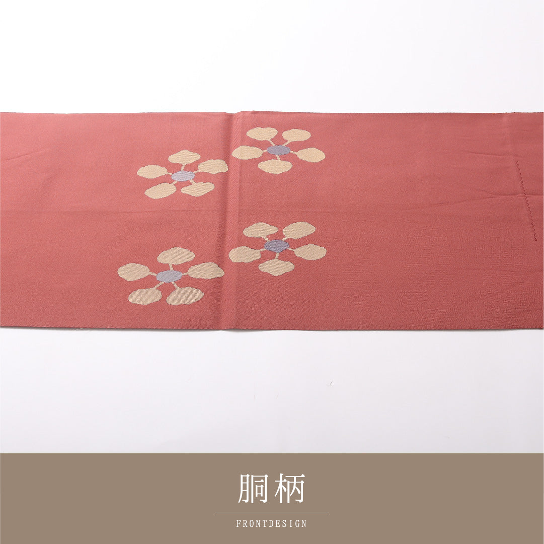八寸名古屋帯 Sランク 帯丈362cm 正絹 ポイント柄 松葉仕立て 織り インフォーマル 綴れ織 梅鉢 ピンク系 LP 1245-03058