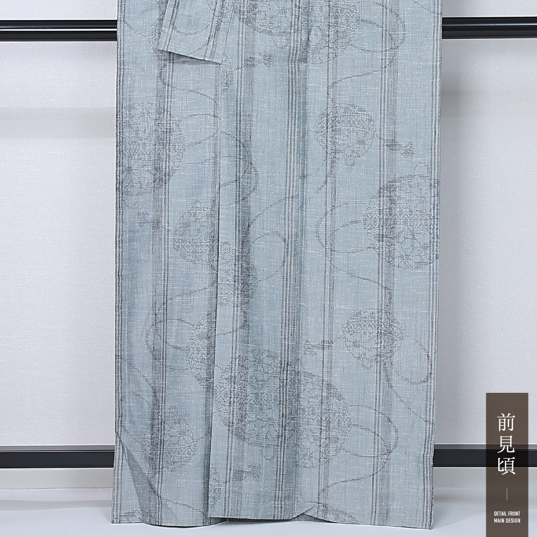 お召 袷 身丈161cm 裄丈67cm Sランク 正絹 広衿 Lサイズ インフォーマル ふくれ織 縞 茶系 多色系 シック 落ち着き 1265-13239