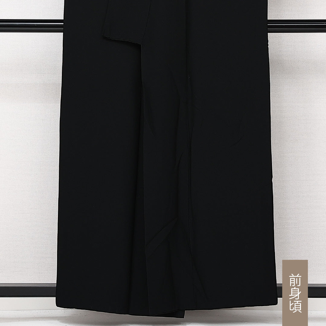 黒紋付 五つ紋 五三桐 身丈156cm 裄丈66.5cm Sランク 正絹 袷 広衿 M 無地 フォーマル シック 厳か 黒系 1299-F0610