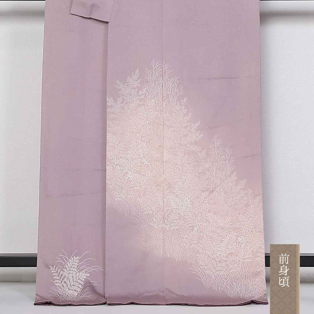 訪問着 袷 身丈169cm 裄67cm 正絹 ぼかし 植物柄 Aランク 1212-00778
