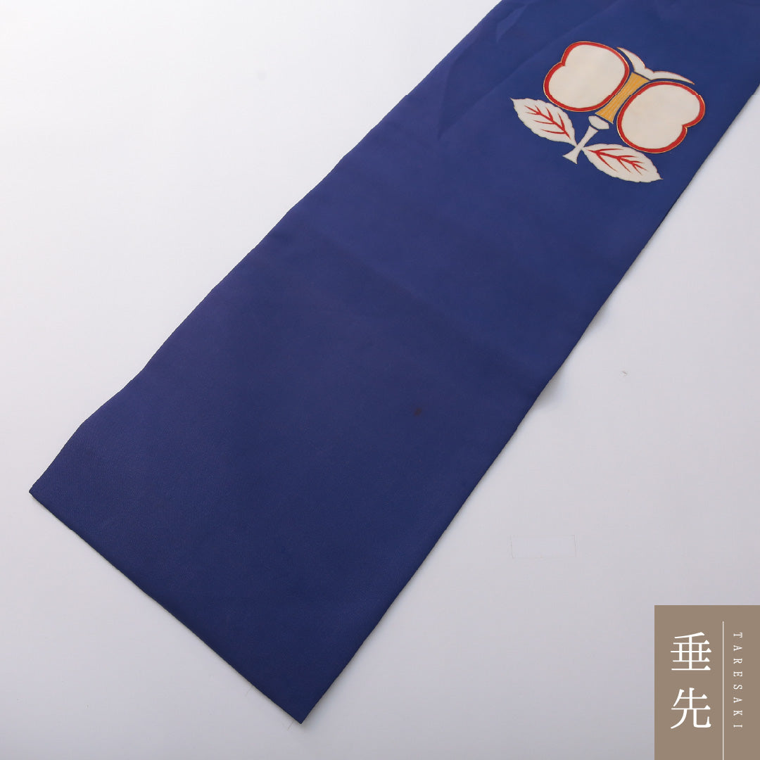 九寸名古屋帯 Cランク 帯丈366cm 正絹 ポイント柄 名古屋仕立て 染め インフォーマル 塩瀬 椿 青系 RP 1245-03325