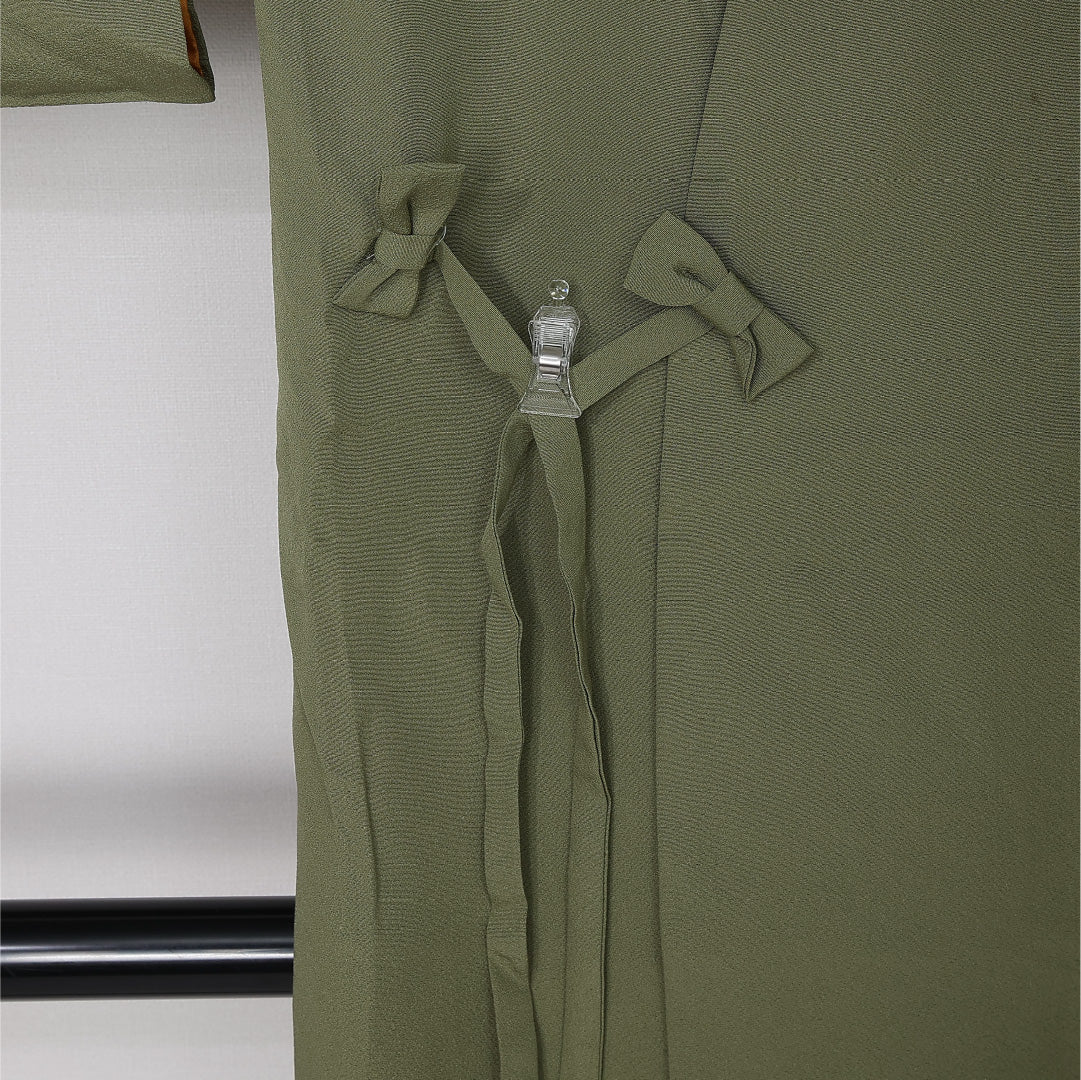 道中着 袷 身丈105cm 裄丈68cm 正絹 Sランク カジュアル Lサイズ 無地 緑系 RP 1236-12904