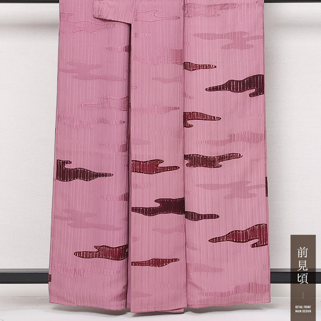 付下げ 袷 身丈159cm 裄丈64cm 正絹 Aランク インフォーマル 広衿 Mサイズ 織り出し 創作柄 ピンク系 RP 1218-13571