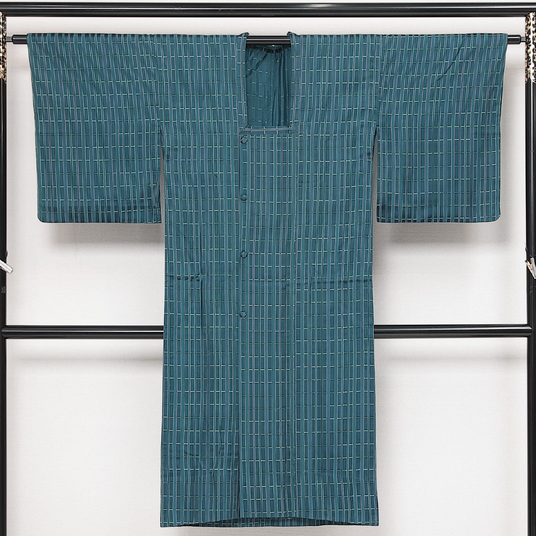 道行コート 単衣 身丈129cm 裄丈64cm 正絹 Sランク セミフォーマル Mサイズ 青系 RP 1237-13976