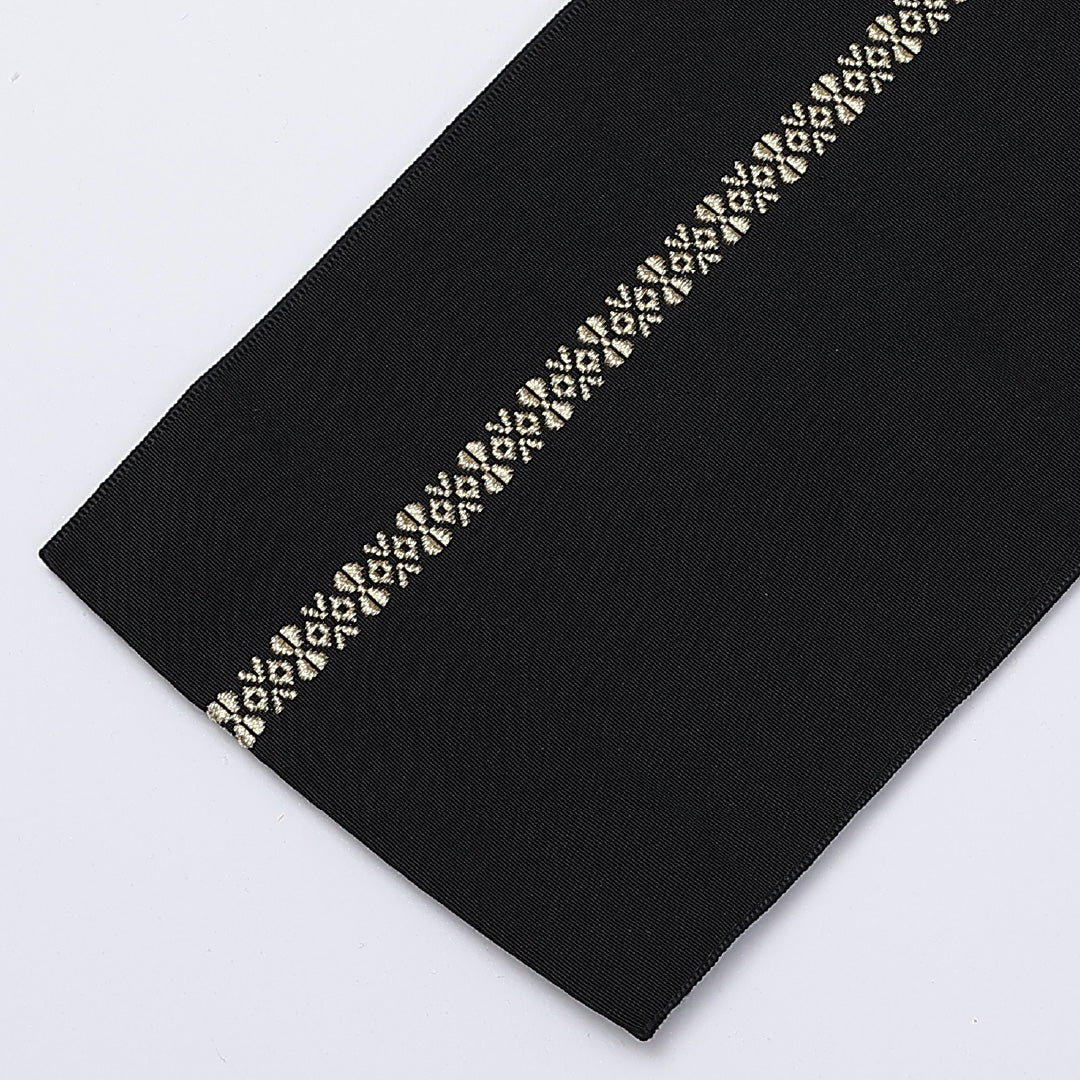 半幅帯 帯丈360cm 博多織 全通 小袋帯 献上柄 金糸 正絹 黒系 Sランク 1225-000350