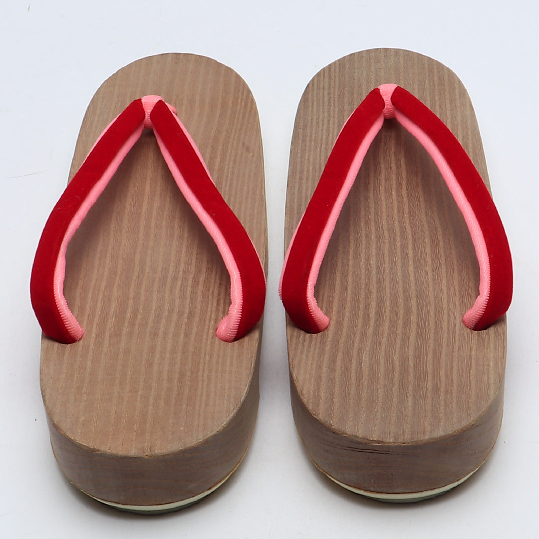 未使用品 下駄 カジュアル FREE 木製 Sランク 和装小物 赤系 1244-00845