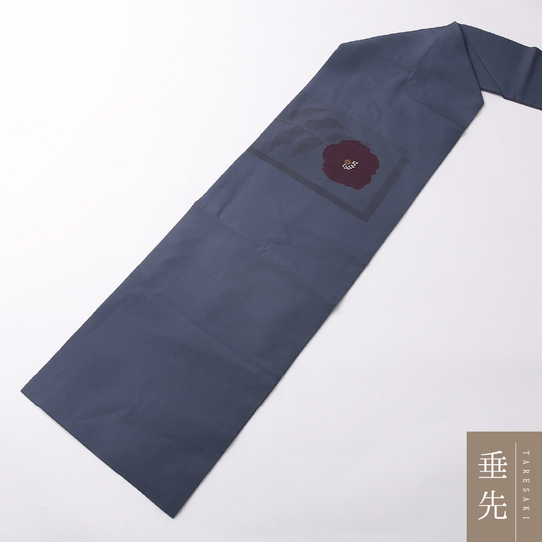 八寸名古屋帯 Sランク 帯丈357cm 正絹 ポイント柄 名古屋仕立て 染め インフォーマル 塩瀬 牡丹 青系 RP 1245-02655
