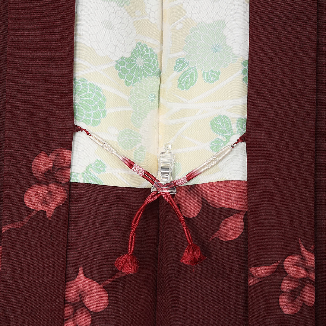 羽織 袷 身丈80cm 裄丈64cm 正絹 Aランク カジュアル Mサイズ 紐あり 花柄 赤系 M4 1232-12613