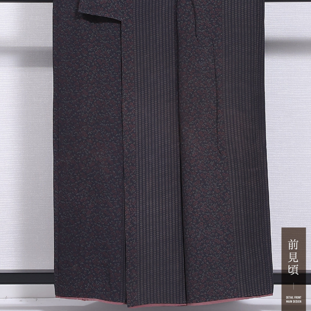 洗える着物 小紋 袷 身丈156cm 裄丈65cm ポリエステル Cランク インフォーマル 広衿 Mサイズ 梅 グレー系 LP 1221-11653