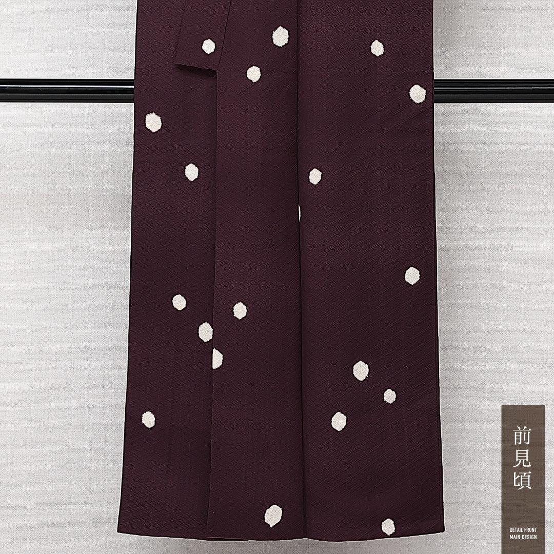 小紋 袷 身丈147cm 裄丈60cm 正絹 Sランク 紋意匠 (菱) インフォーマル バチ衿 XSサイズ 飛び柄 紫系 RP 1221-14170