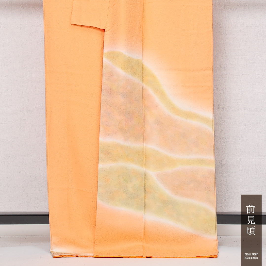 訪問着 袷 身丈169cm 裄丈62cm 正絹 Sランク セミフォーマル 広衿 XLサイズ 上品 シンプル 朱系 HP 1217-13569