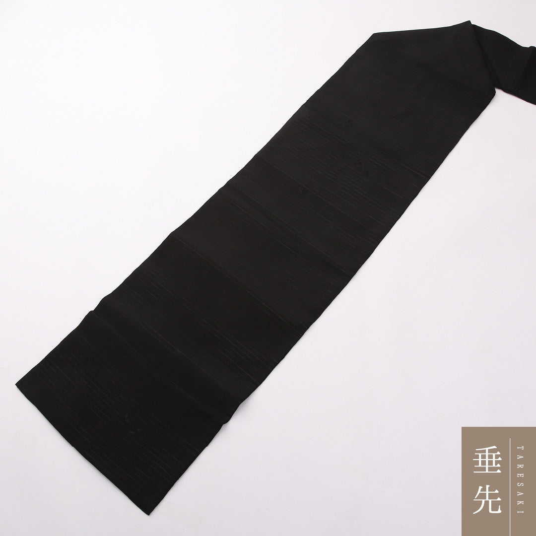 九寸名古屋帯 （夏帯） Aランク 帯丈356cm 正絹 ポイント柄 名古屋仕立て 織り 弔事用 無地 黒系 LP 1245-02397